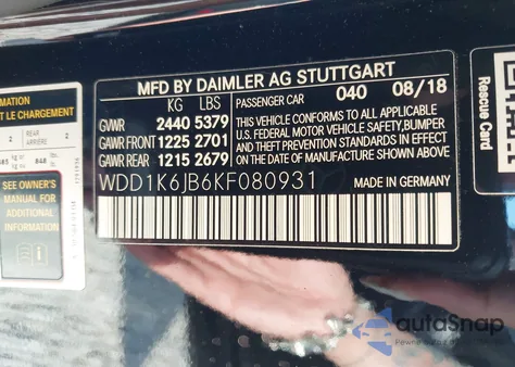 2019 Mercedes-Benz E 450 4Matic z USA, uszkodzony, nr VIN WDD1K6JB6KF080931